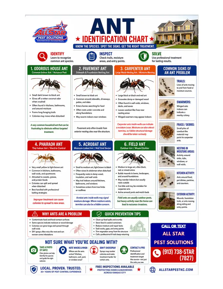 Ant Identification Chart from All Star Pest Solutions