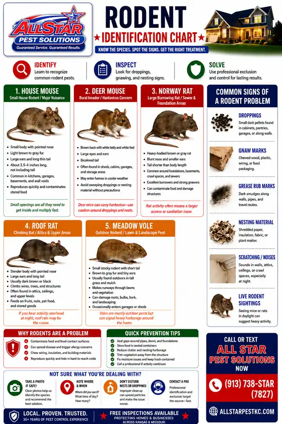 Rodent Identification Chart from All Star Pest Solutions