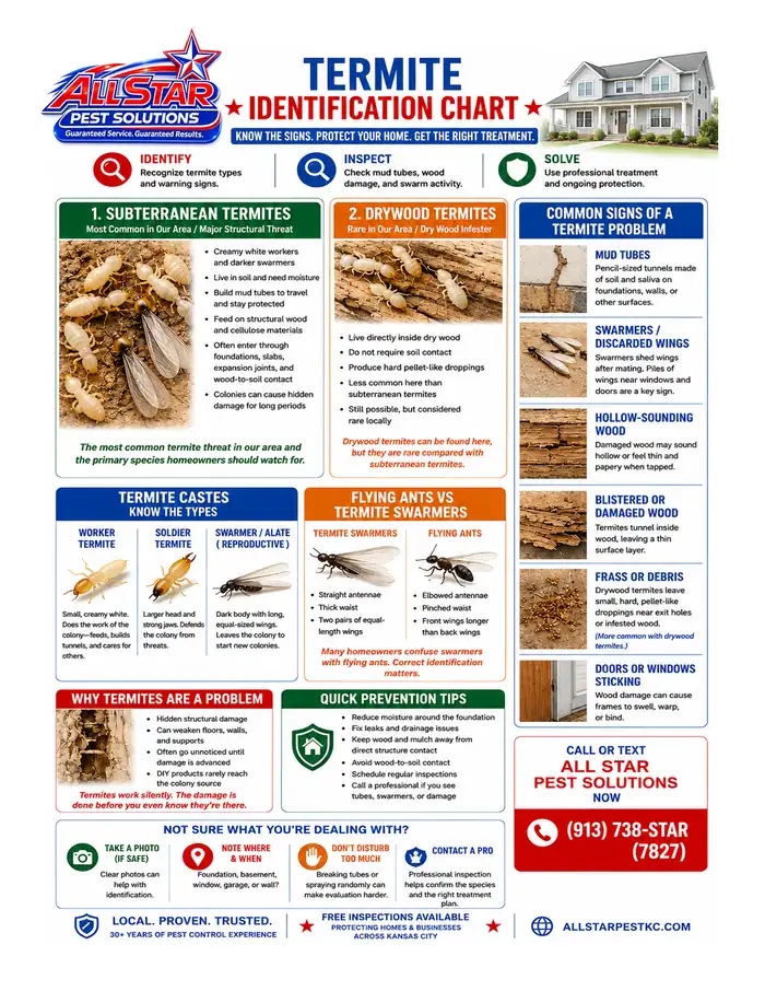 Termite Identification Chart from All Star Pest Solutions