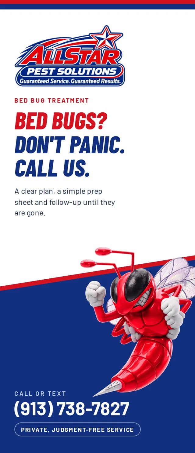 Bed Bug Treatment brochure cover — All Star Pest Solutions