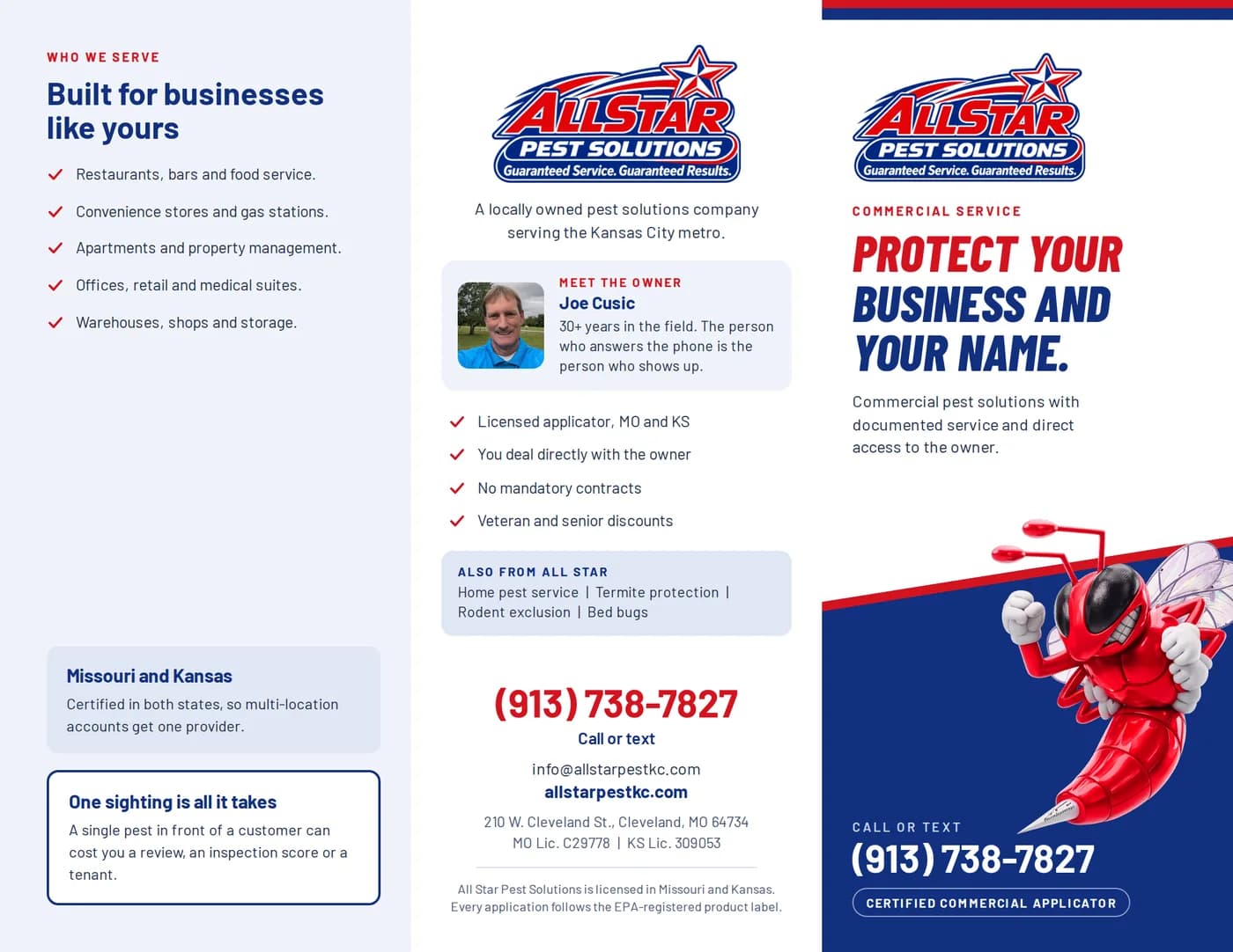 Commercial Service brochure, outside face: inside flap, back cover and front cover